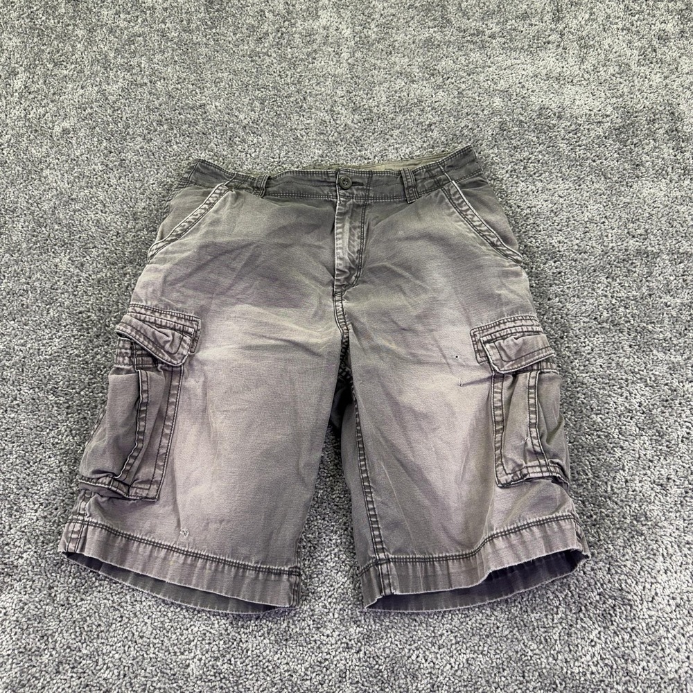 Arizona Jean Co Cargo Shorts Mens 32 Gray Cotton Canvas Relaxed Pockets Casual